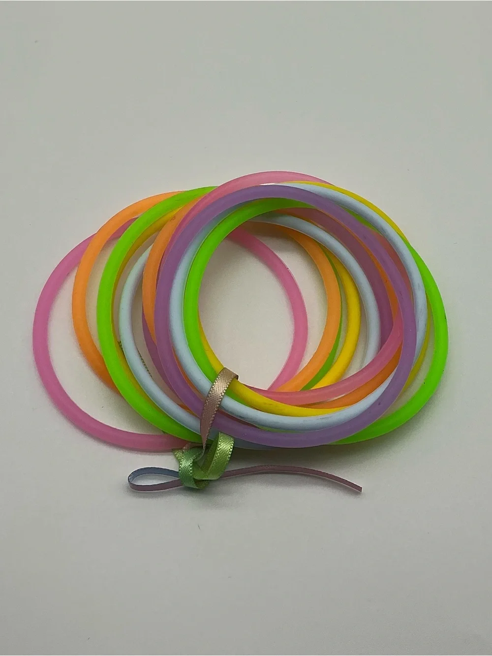 Champagne and Pastel Rainbow 80s Barrettes & 12 Jelly Bracelets